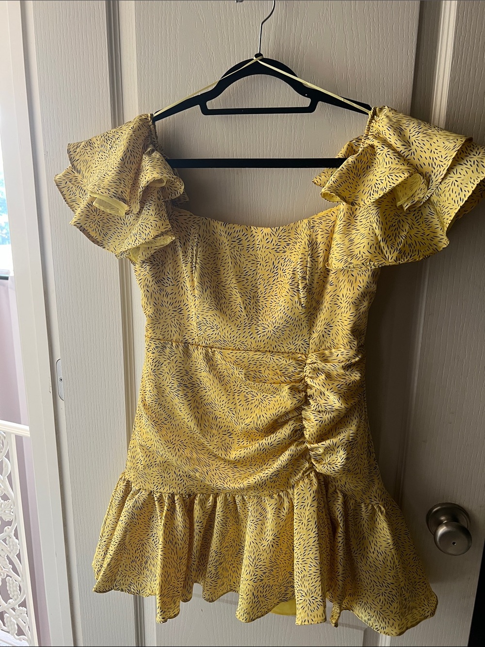 Luxxel Yellow Ruffled Mini Dress